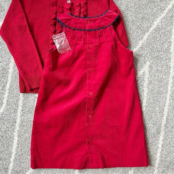 EPK Designed in France Red Corduroy Dress & Matching Ruffle Cardigan Brand New - Picture 3 of 7
